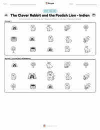 The Clever Rabbit and the Foolish Lion - Indian printable worksheet preview