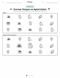Zeki Tavşan ve Aptal Aslan - Hint yazdırılabilir çalışma sayfası önizlemesi