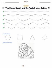 The Clever Rabbit and the Foolish Lion - Indian printable worksheet preview