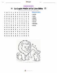 Aperçu de la feuille de travail imprimable Le Lapin Malin et le Lion Sot - Indien