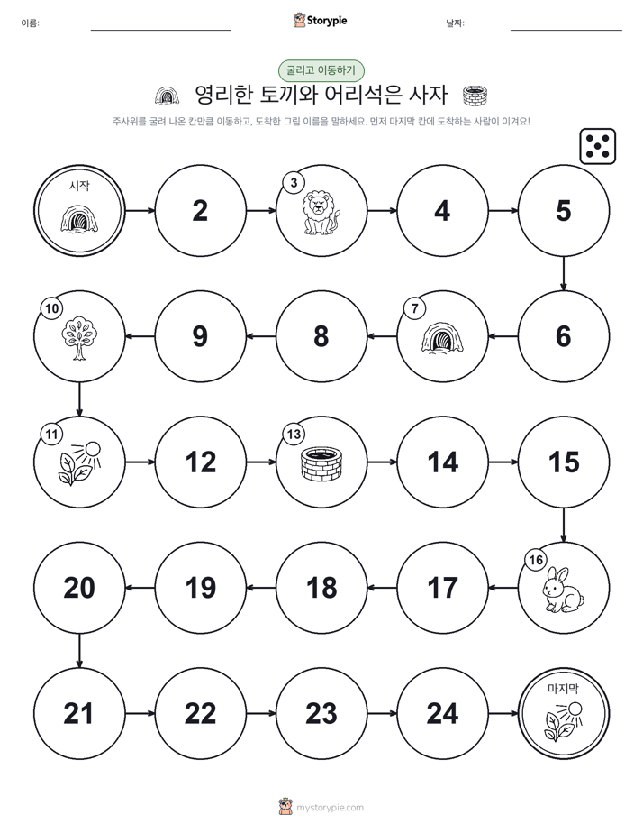 주사위 굴리고 이동하기 게임