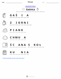 Podgląd drukowalnego arkusza ćwiczeń Gaśnica