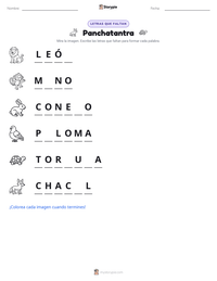 Vista previa de la hoja de trabajo imprimible de Panchatantra