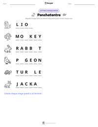 Aperçu de la feuille de travail imprimable Panchatantra