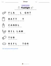 Flashlight printable worksheet preview