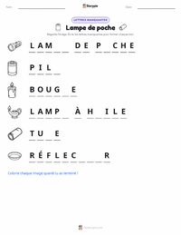 Aperçu de la feuille de travail imprimable Lampe de poche