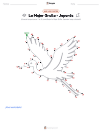 Vista previa de la hoja de trabajo imprimible de La Esposa Grulla - Japonés