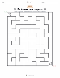 De Kraanvogelvrouw - Japans afdrukbare werkblad voorbeeld