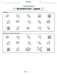 De Kraanvogelvrouw - Japans afdrukbare werkblad voorbeeld