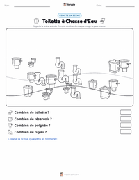 Aperçu de la feuille de travail imprimable Toilettes à chasse d'eau