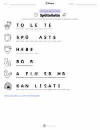 Spültoilette druckbare Arbeitsblatt Vorschau