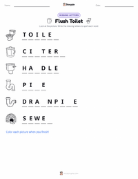 Flush Toilet printable worksheet preview