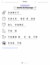 Prévia da folha de atividades imprimível Vaso Sanitário com Descarga