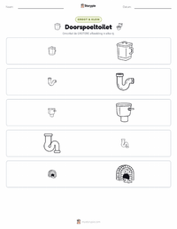Spoeltoilet afdrukbare werkblad voorbeeld