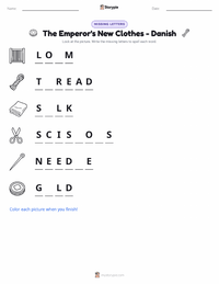 The Emperor's New Clothes - Danish printable worksheet preview