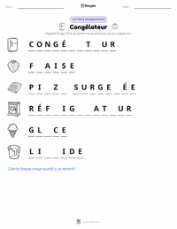 Aperçu de la feuille de travail imprimable Congélateur