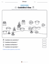 Aperçu de la feuille de travail imprimable Cuisinière à gaz