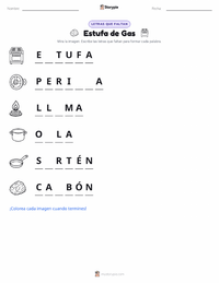 Vista previa de la hoja de trabajo imprimible de Estufa de Gas