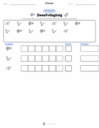Zweefvliegtuig afdrukbare werkblad voorbeeld