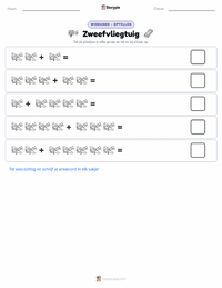 Zweefvliegtuig afdrukbare werkblad voorbeeld