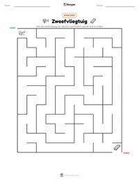 Zweefvliegtuig afdrukbare werkblad voorbeeld
