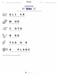 Glider printable worksheet preview