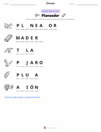 Vista previa de la hoja de trabajo imprimible de Planeador