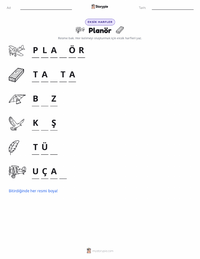 Planör yazdırılabilir çalışma sayfası önizlemesi