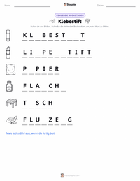 Klebestift druckbare Arbeitsblatt Vorschau