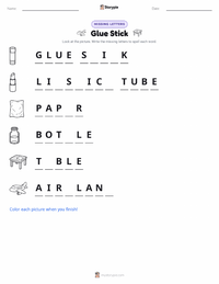 Glue Stick printable worksheet preview