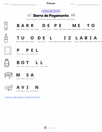 Vista previa de la hoja de trabajo imprimible de Barra de pegamento