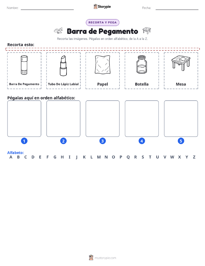 Cortar y Pegar el Alfabeto