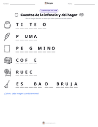Vista previa de la hoja de trabajo imprimible de Cuentos de la infancia y del hogar