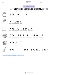 Aperçu de la feuille de travail imprimable Contes de l'enfance et du foyer