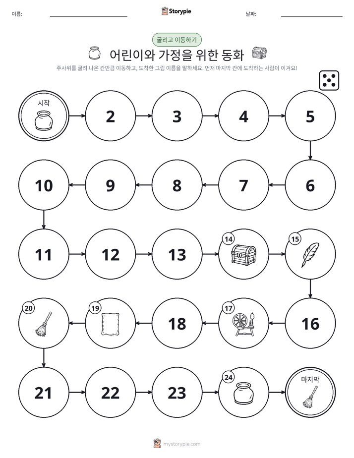주사위 굴리고 이동하기 게임