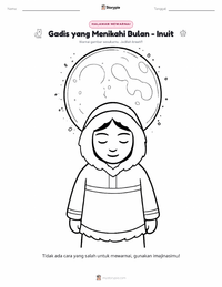 Halaman mewarnai Gadis yang Menikahi Bulan - Inuit untuk anak-anak