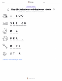 The Girl Who Married the Moon - Inuit printable worksheet preview
