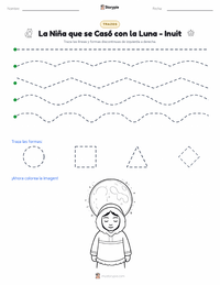 Vista previa de la hoja de trabajo imprimible de La Niña que se Casó con la Luna - Inuit