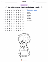 Vista previa de la hoja de trabajo imprimible de La Niña que se Casó con la Luna - Inuit