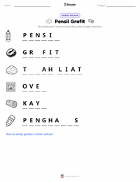 Prabaca lembar kerja cetak Pensil Grafit