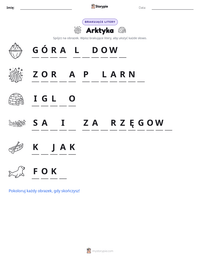 Podgląd drukowalnego arkusza ćwiczeń Arktyka