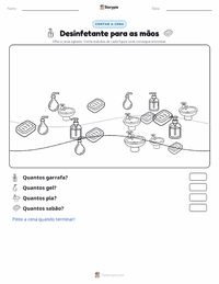 Prévia da folha de atividades imprimível Desinfetante para as Mãos