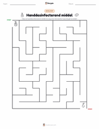Handdesinfecterend middel afdrukbare werkblad voorbeeld