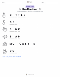 Hand Sanitizer printable worksheet preview