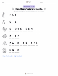 Handdesinfecterend middel afdrukbare werkblad voorbeeld