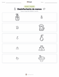Vista previa de la hoja de trabajo imprimible de Desinfectante de manos