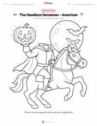 The Headless Horseman - American coloring page for kids