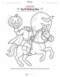 Trang tô màu Kỵ Sĩ Không Đầu - Mỹ cho trẻ em