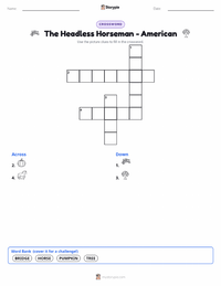 The Headless Horseman - American printable worksheet preview