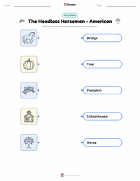 The Headless Horseman - American printable worksheet for kids